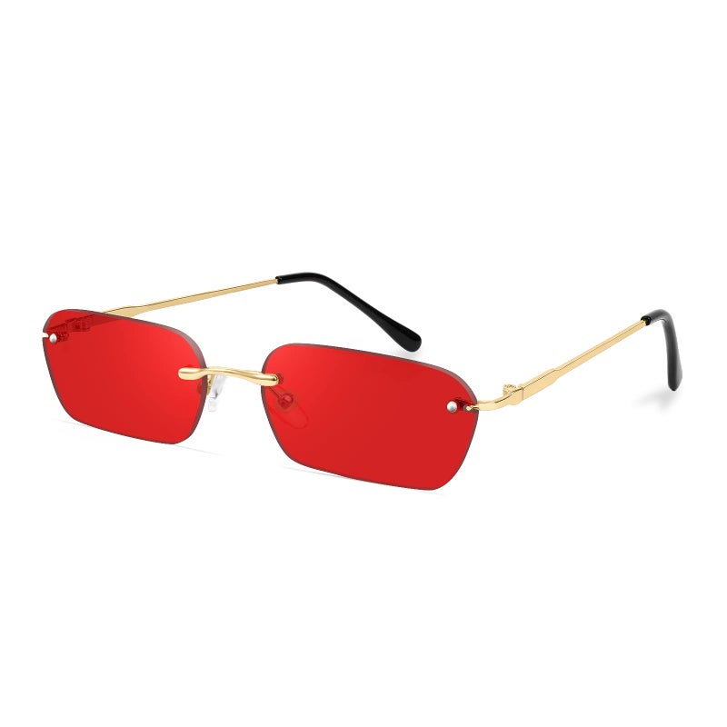 FEISEDY Rimless Sunglasses Y2K Sunglasses Retro Small Narrow Clear Eyewear Vintage Rectangle for Women Men B2643 - Image 3